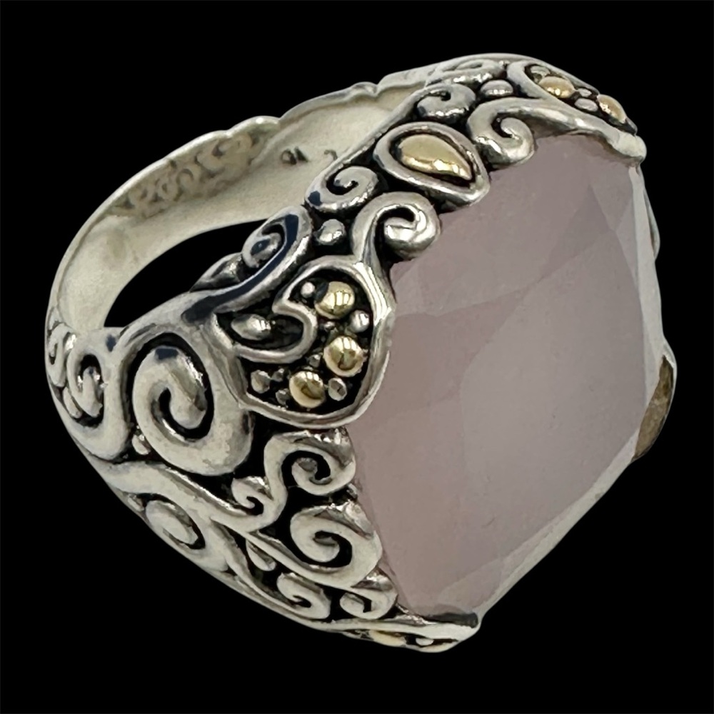 Robert Manse Bali Designs Bold Cushion Cut Pink Chalcedony Ring Size 7